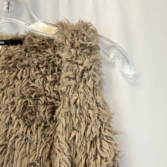 Kensie Womens Vest Brown Fur Asymmetric Hem Open Front Size XS - Picture 4 of 10